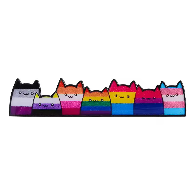 Queer Cats LGBT Pride Pin | Asexual Nonbinary Lesbian Pan Bi Trans Flag Pin