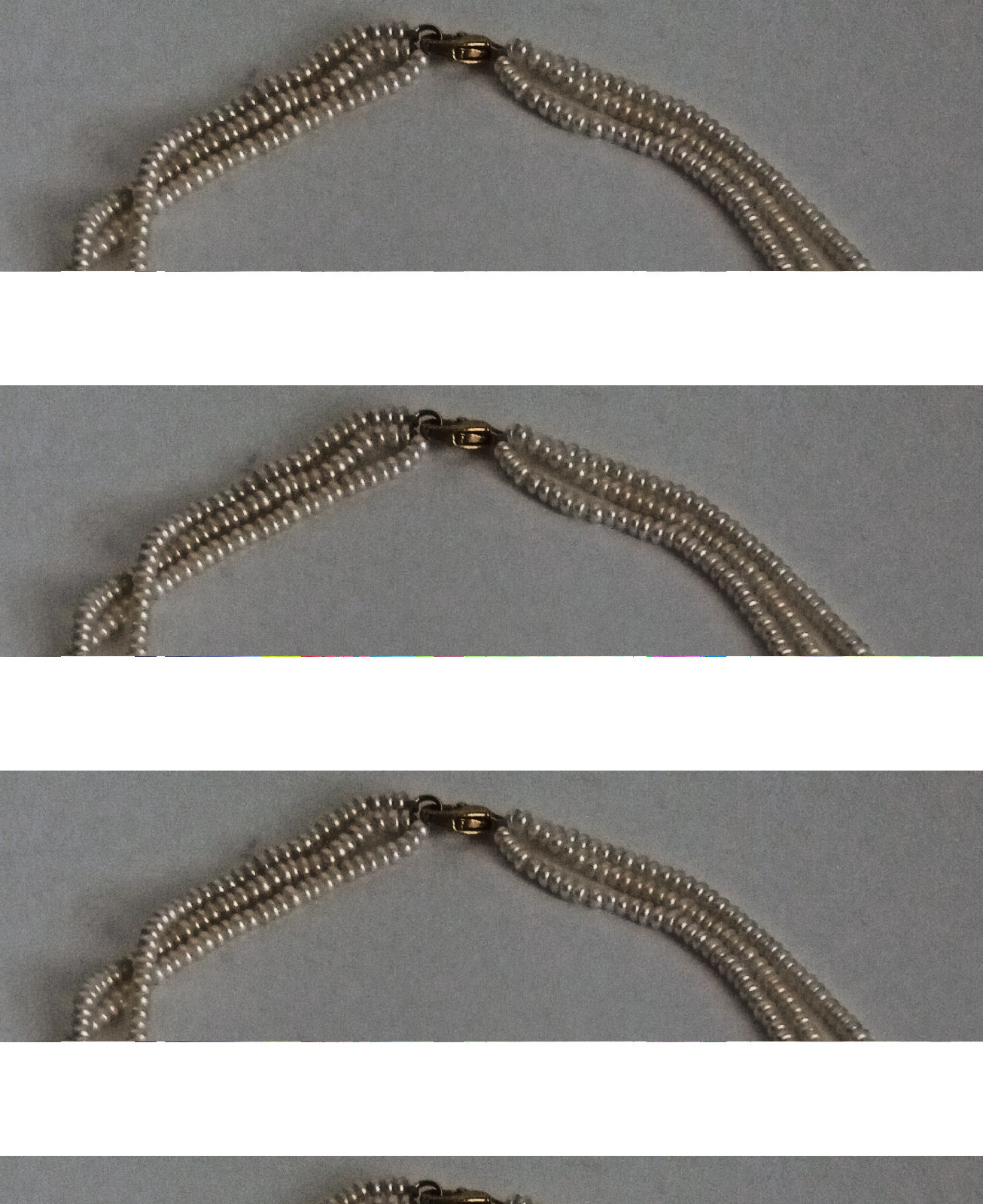 vtg triple strand tiny button seed real pearls 15 1/2″ Long #29