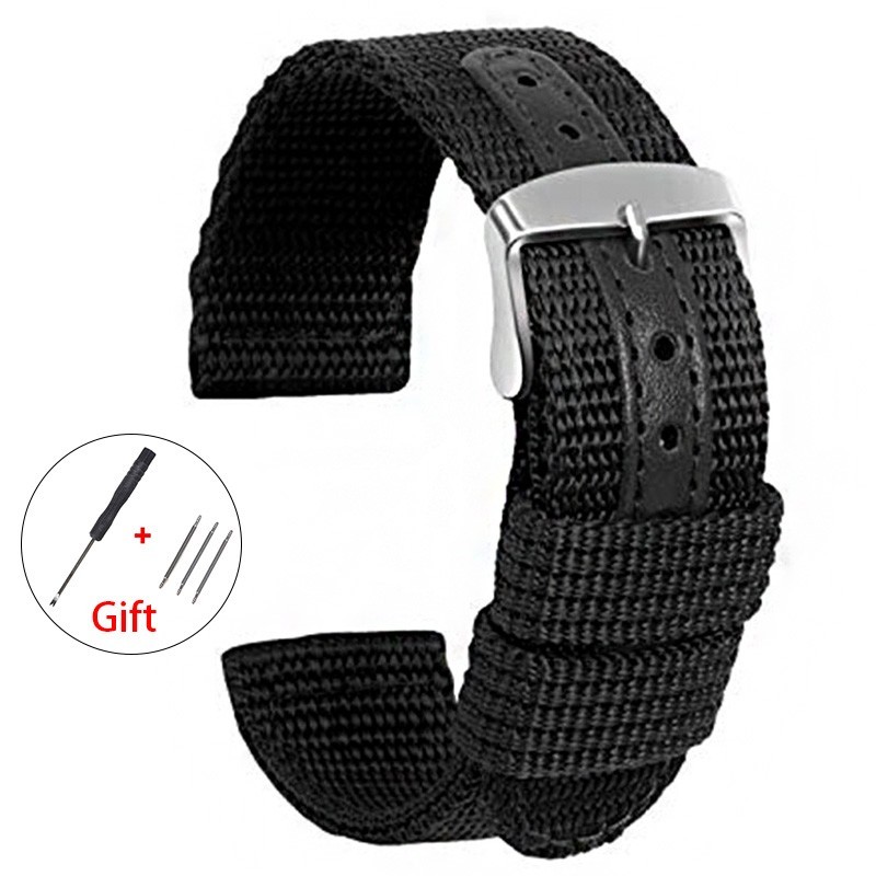 18mm 20mm 22mm 24mm Military Canvas Nylon Wrist Watch Band Strap Bracelet Sport
