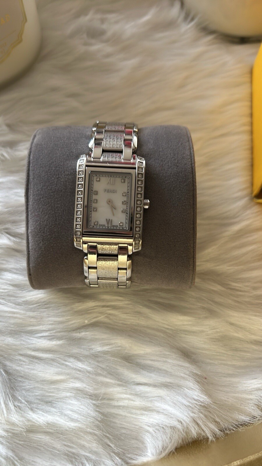 Fendi flip mop ladies watch, stainless steel with diamonds