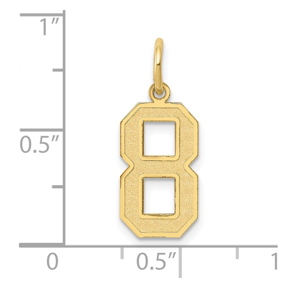 10k Yellow Gold Medium Satin Number 8 Charm Pendant 0.27g