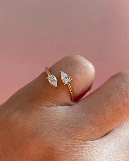2.00Ct Pear Cut Lab-Created Diamond Bypass Wedding Ring 14K Yellow Gold Plated