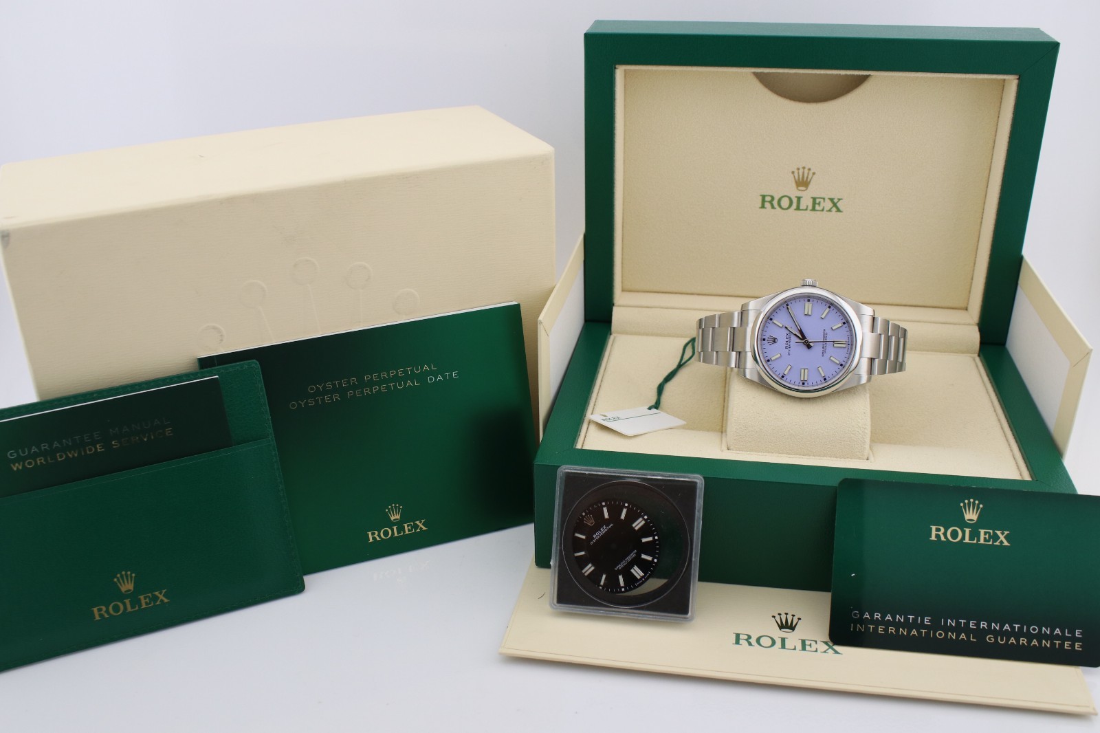 Rolex 124300 Oyster Perpetual 41mm Custom Lavender Dial Box and Papers