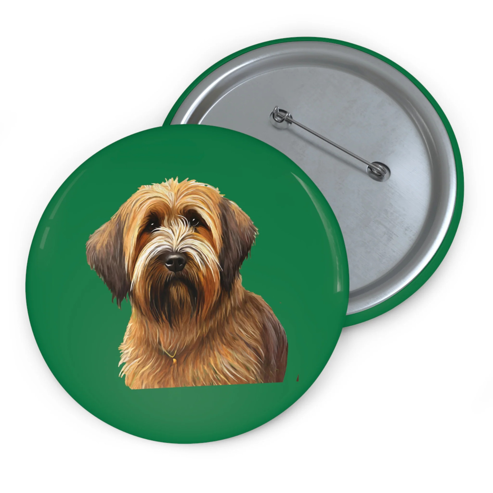 French Briard Metal Pinback Buttons