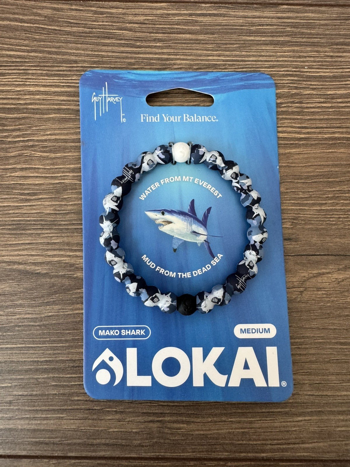 LOKAI: Medium MAKO SHARK Bracelet Water from Mt Everest & Mud From The Dead Sea