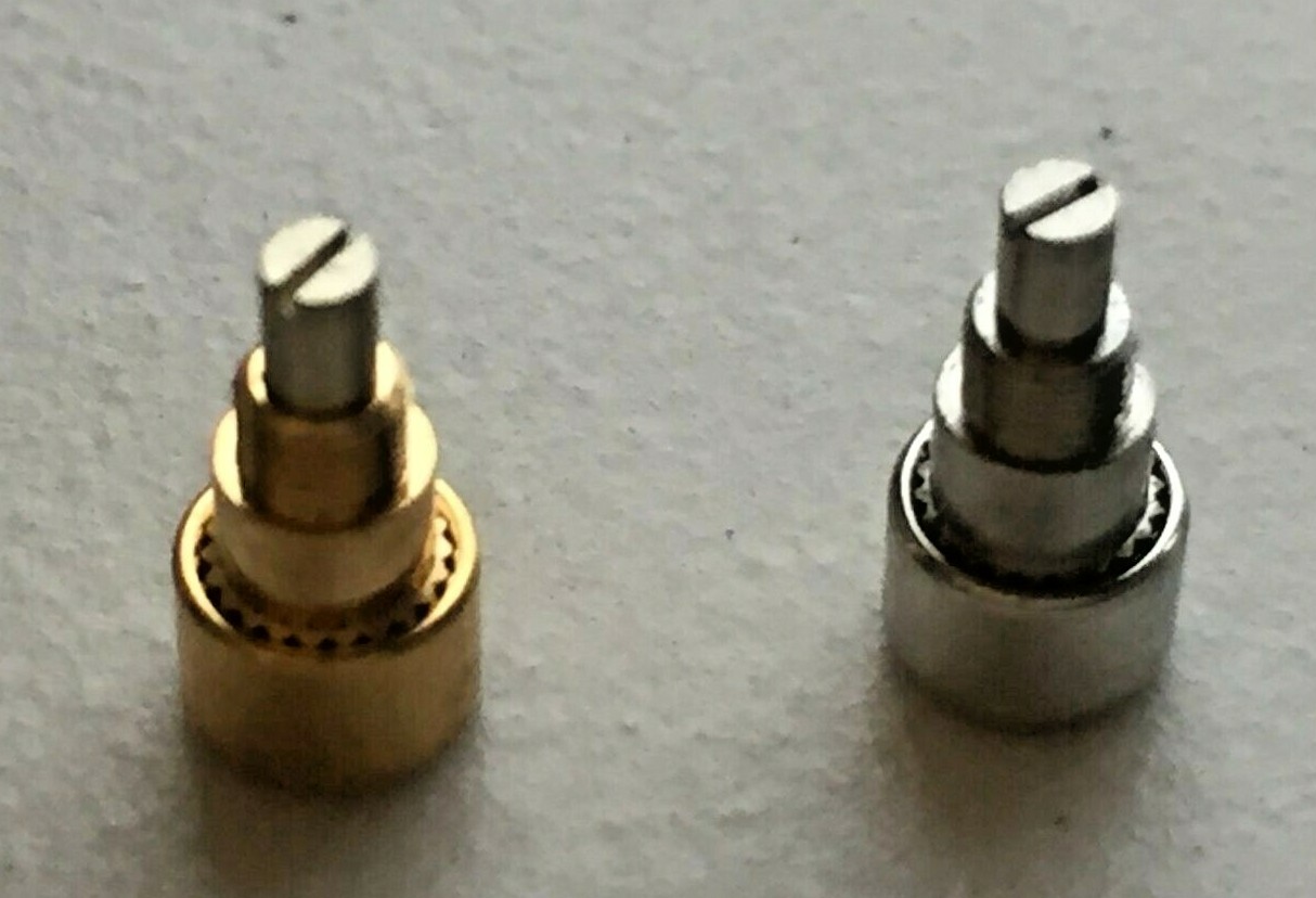 Chronograph Pusher Button Stainless Steel / Gold Plated Swiss Made Screw-In Type
