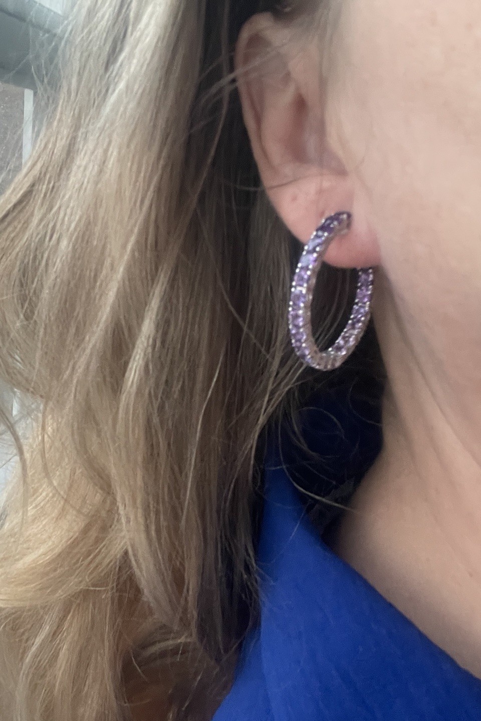 JUDITH RIPKA 925 SILVER Ombré Purple Amethyst Hoop EARRINGS