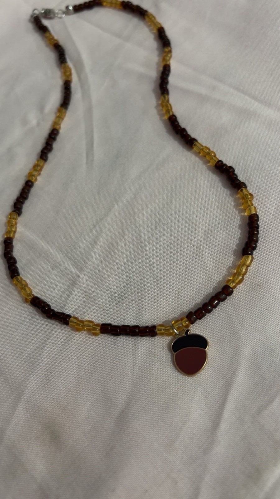 Autumn Acorn Beaded Necklace 🍂🤎 Nature Theme Autumn Vibes Boho Beaded Necklace