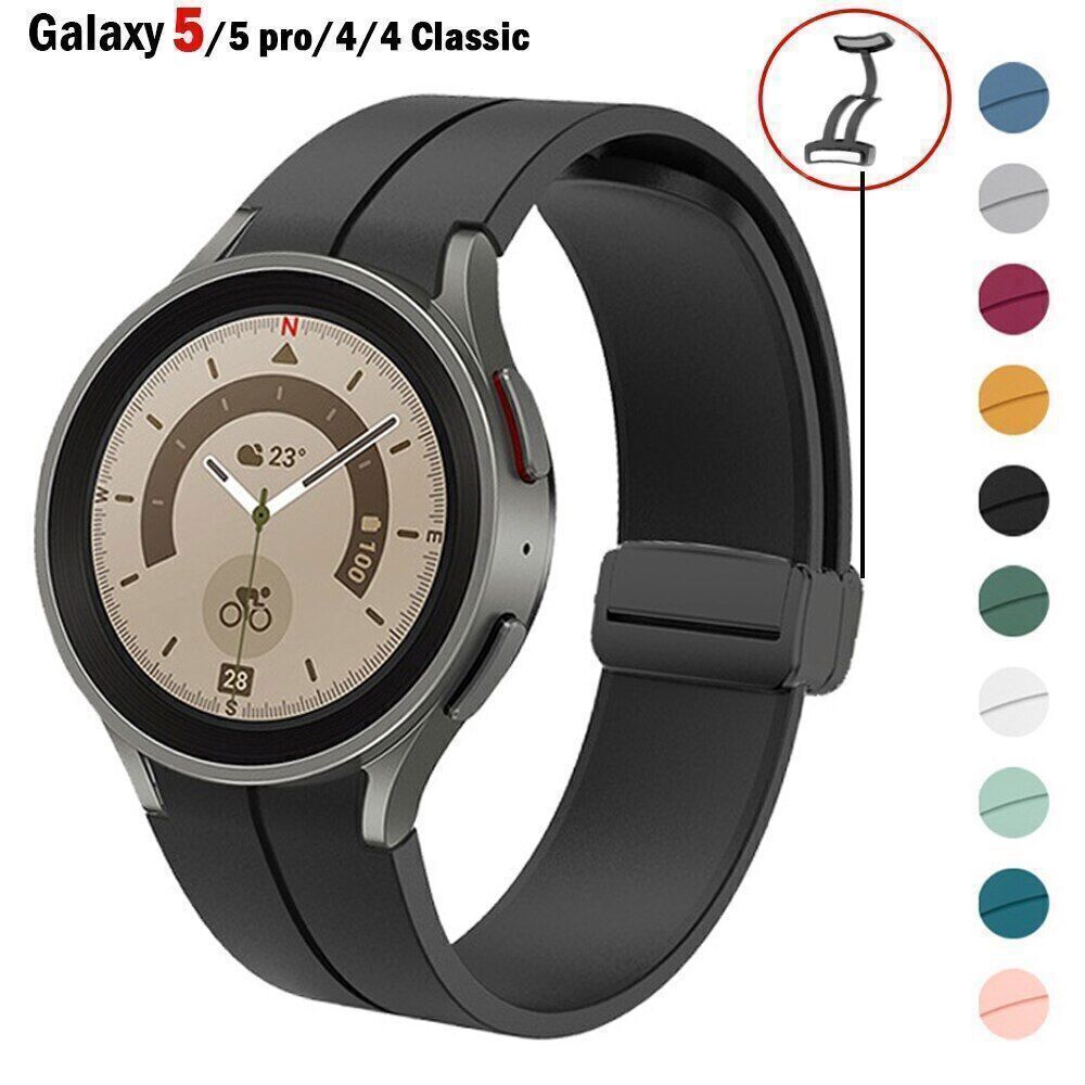 Magnetic Clasp Silicon Strap Band For Samsung Galaxy Watch 5 40/44mm/ 5 Pro 45mm