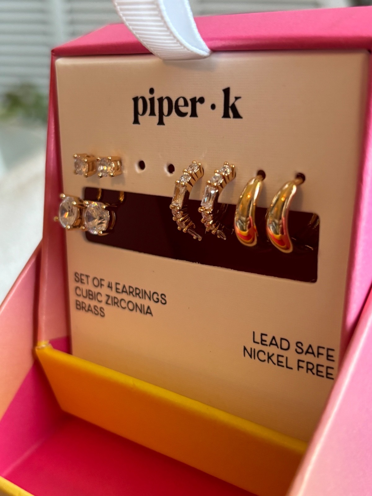 Earrings **Set Of 3** Cubic Zirconia & Brass Lead Safe Nickel Free