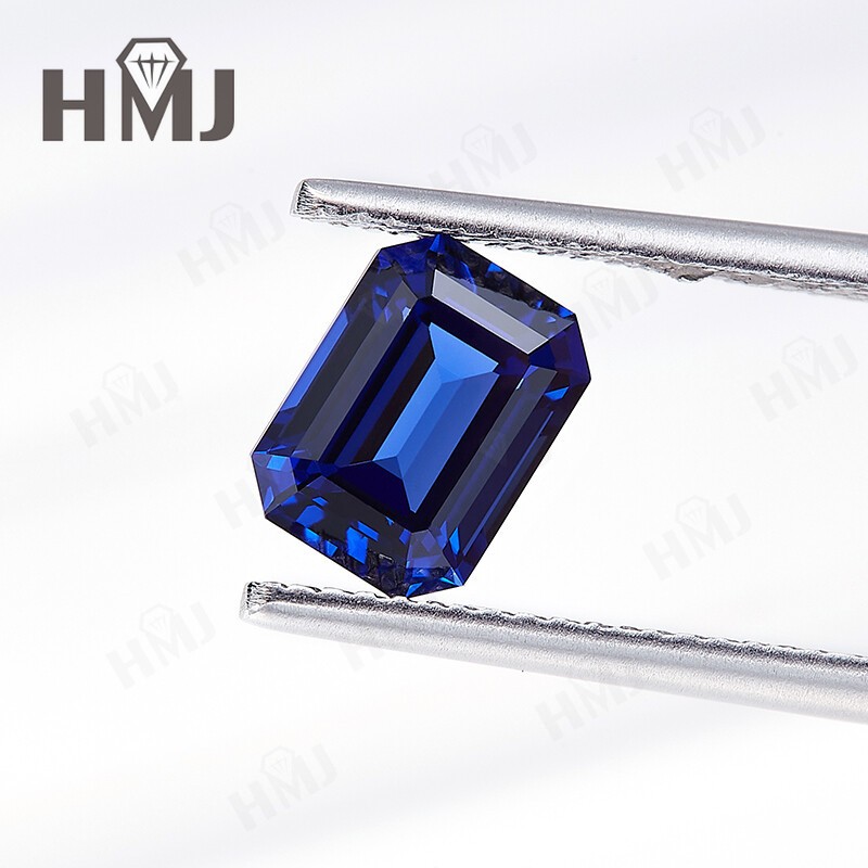 Emerald Shape Lab Created Royal Blue Sapphire Stones AGL Jewelry Loose Gemstones