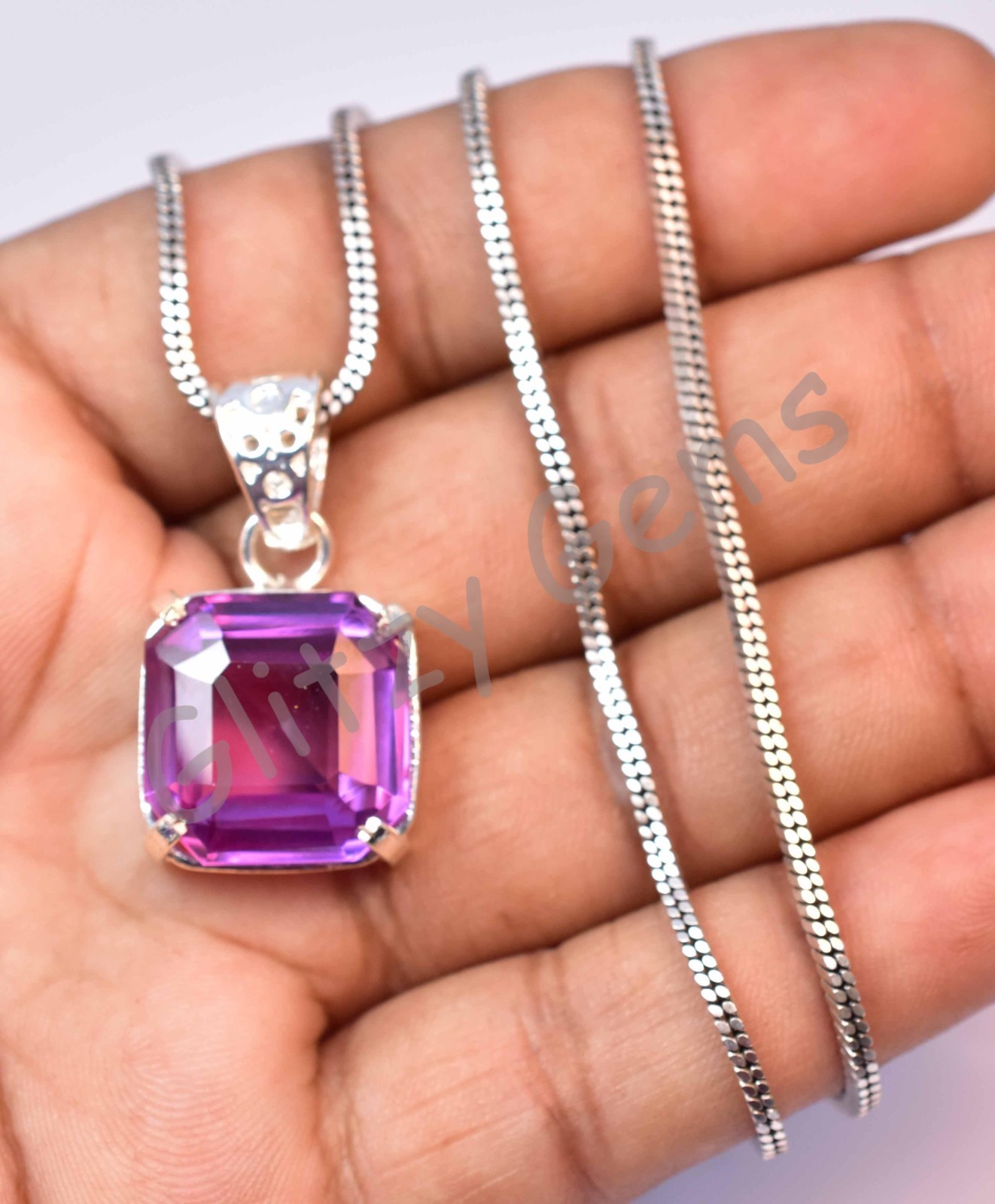 42.90 Ct Natural Boysenberry Sapphire 925 Sterling Silver Pendant Certified