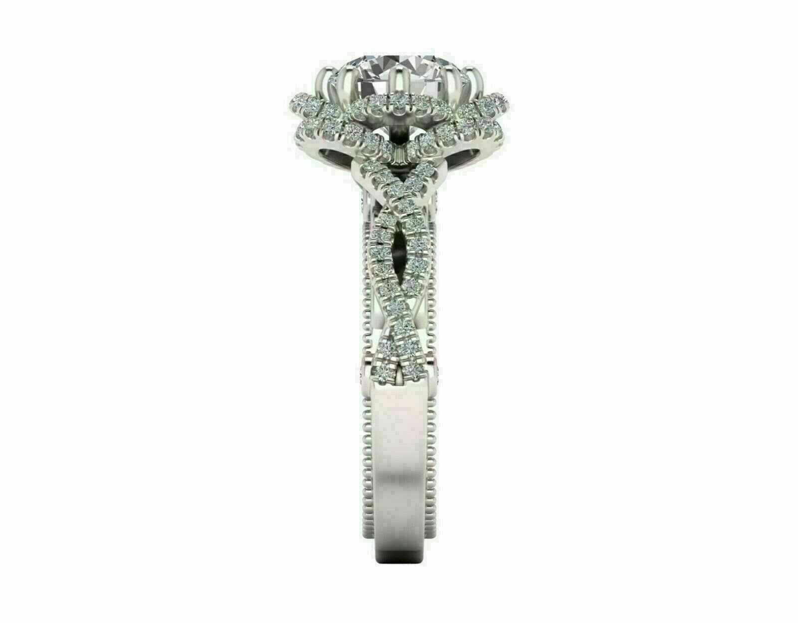 2Ct Lab-Created VVS1 Diamond Unique Engagement Ring 14K White Gold Fn