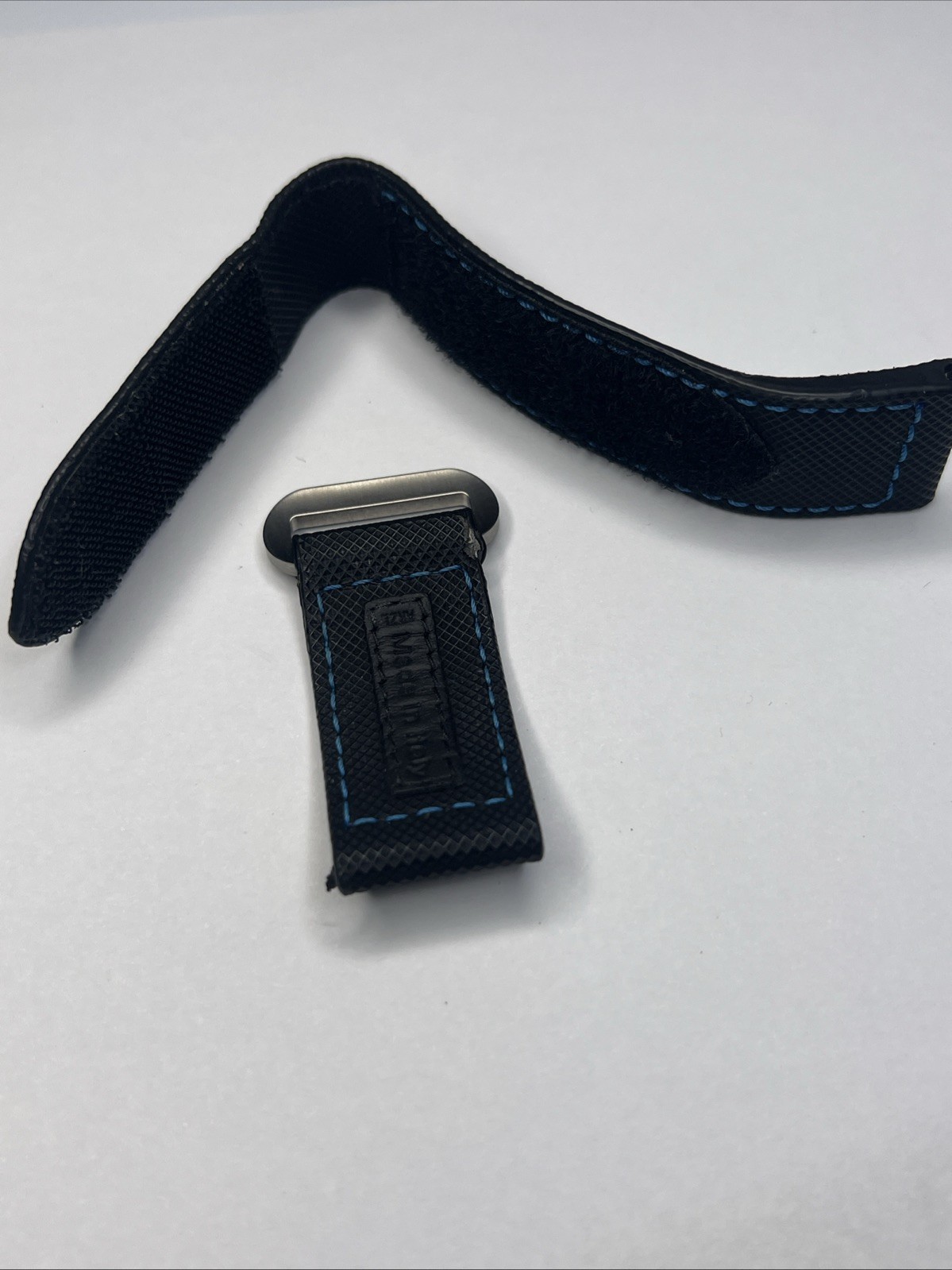 Panerai 22mm Black & Blue Nylon Rubber Diver Watch Strap Band Satin Steel Clasp