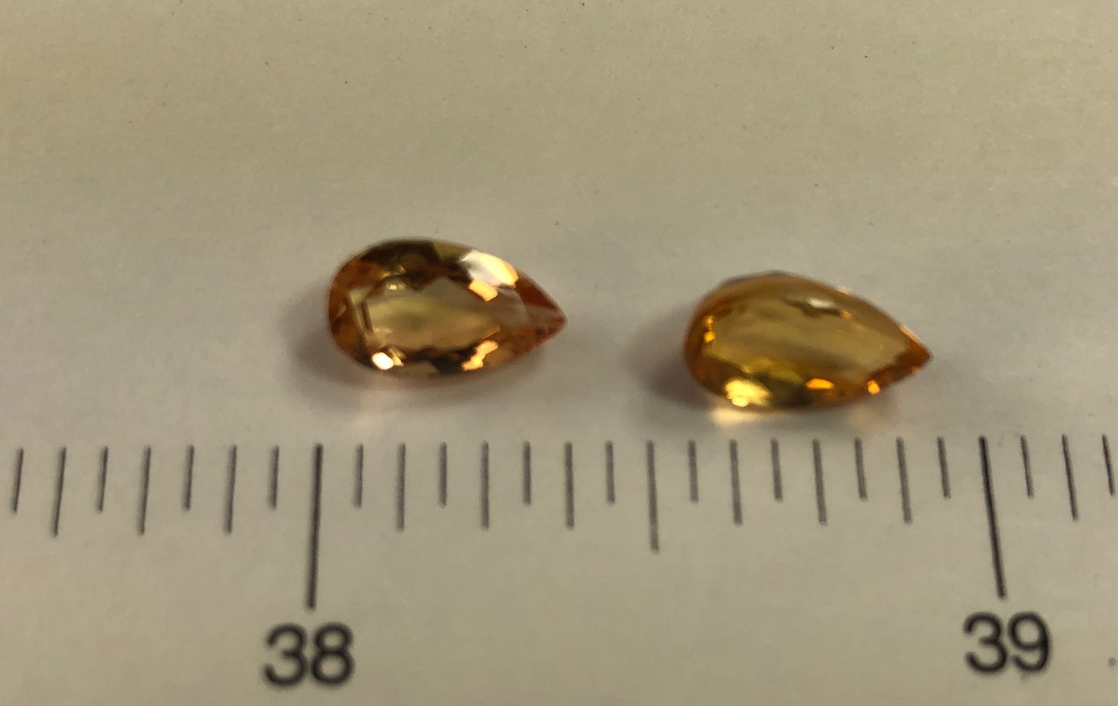 Imperial Topaz Pair 3.30 Ct Total Clarity IF Pear Cut Natural Golden Brazil I098