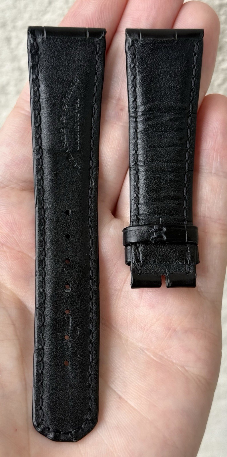 A. Lange & Sohne 22mm x 18mm Black Alligator Watch Strap Band Authentic OEM