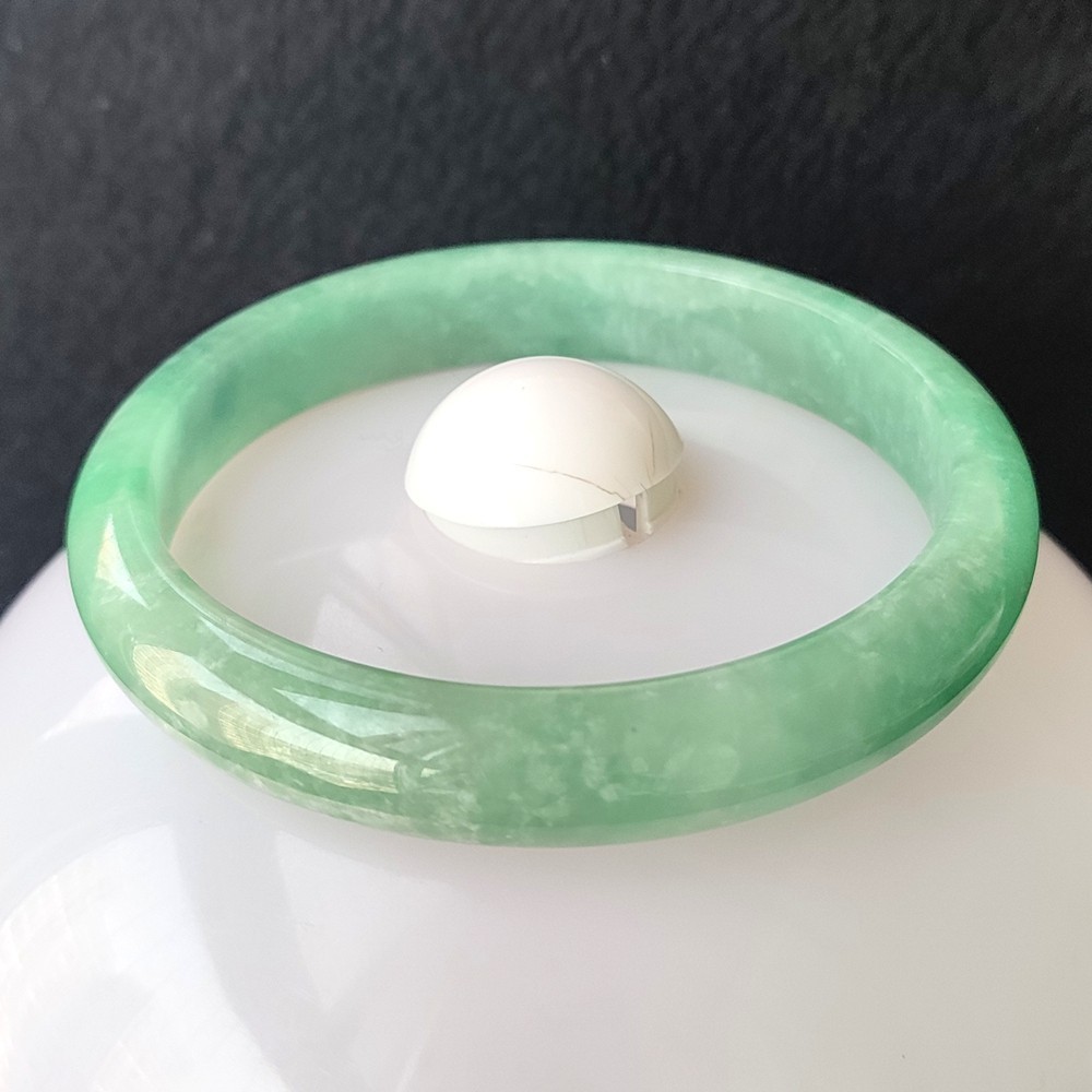 Certified Grade A Green 64mm Natural Burma Jade jadeite Bangle Bracelet 3965