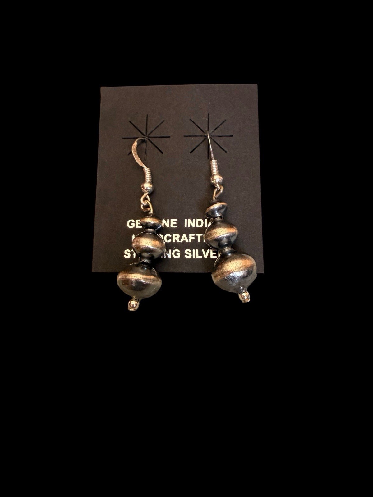 Handmade Navajo Treva Jim Sterling Silver Pearl Drop Hook Earrings