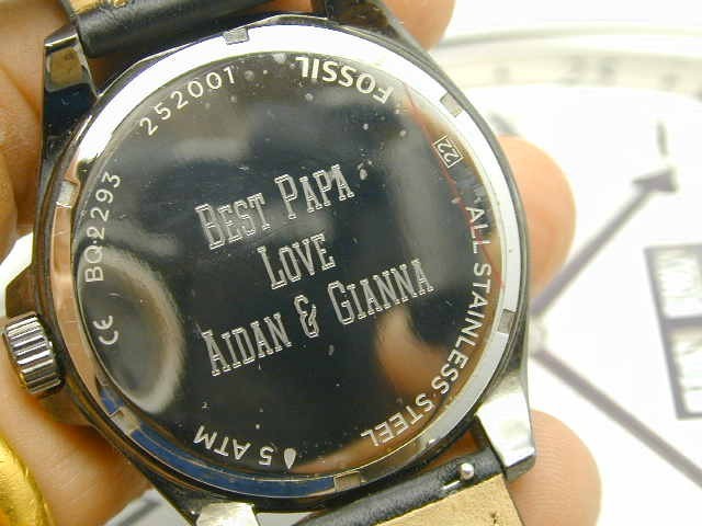 FOSSIL DATE TACHYMETER ENGRAVED BACK LARGE MENS WRIST WATCH 53 X 47 MM