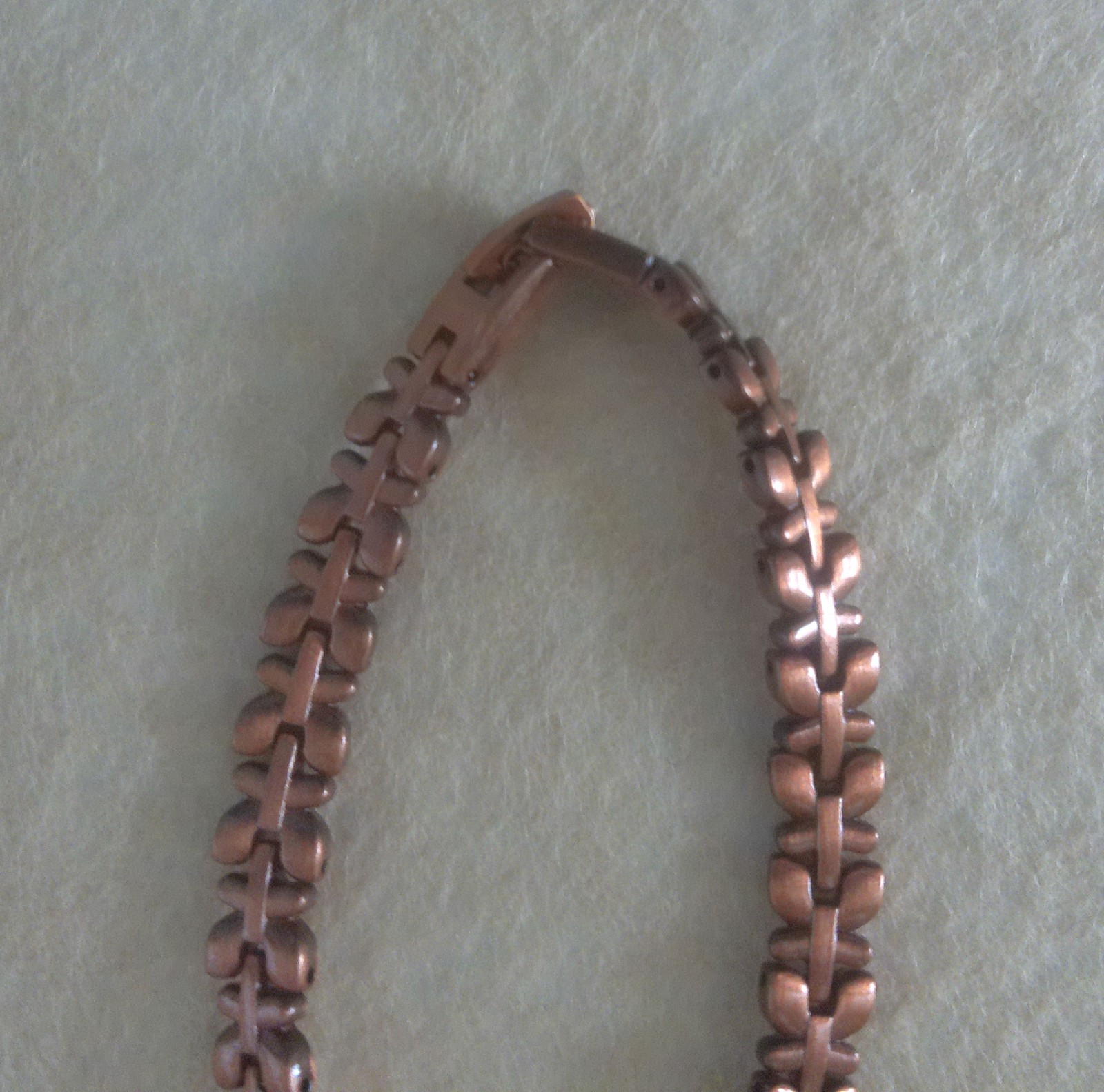 New Copper Toned Petal Link 8″ Bracelet with Fold Over Clasp All Occasions