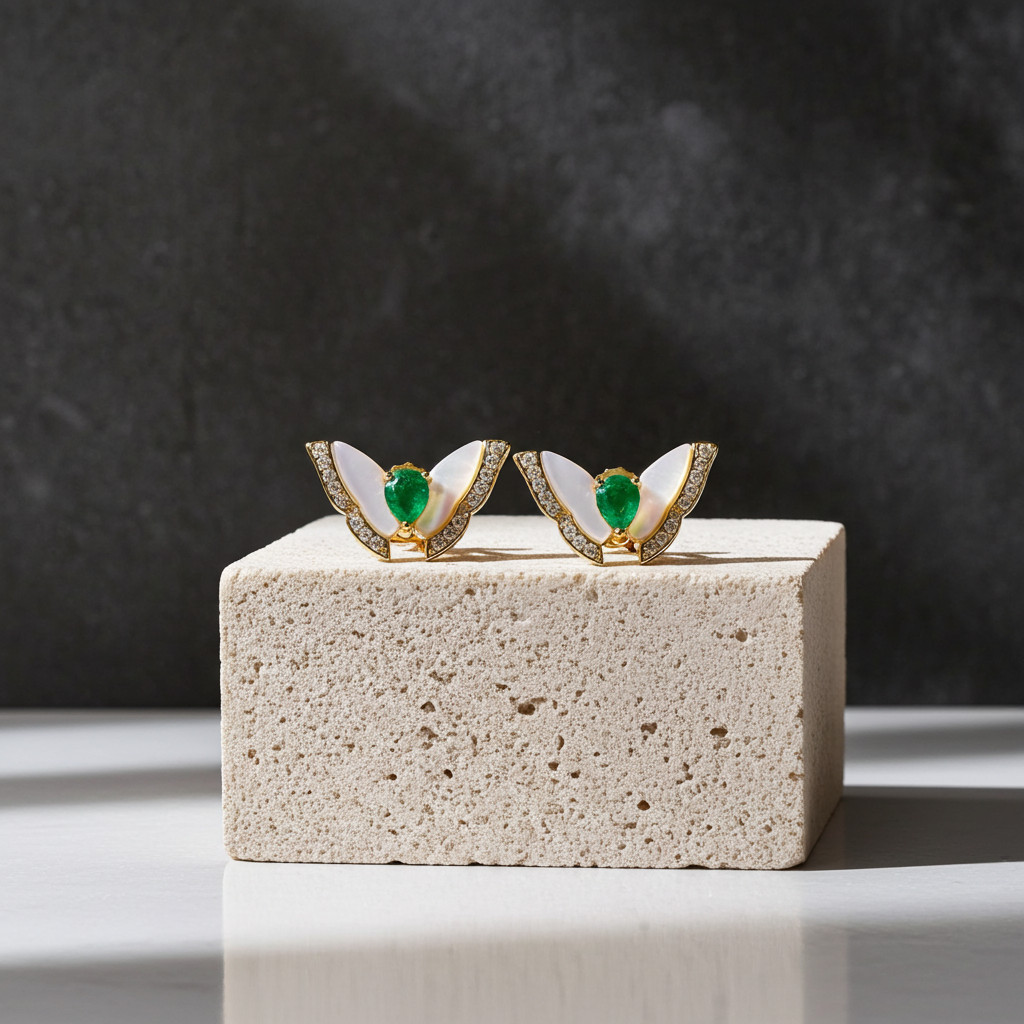 Natural Zambian Emerald Statement Earrings 3x4mm 14k Gold Plated