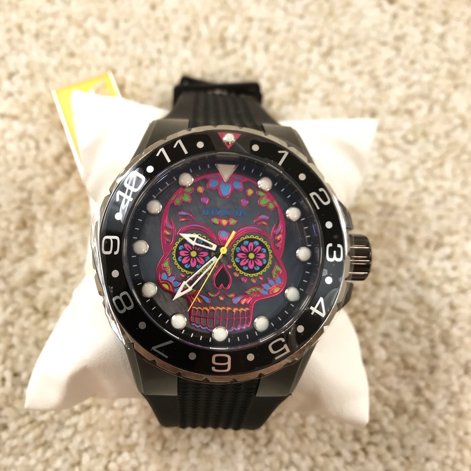 Invicta Aviator Dia De Los Muertos Mens Watch 50mm Mother of Pearl Dial 36854