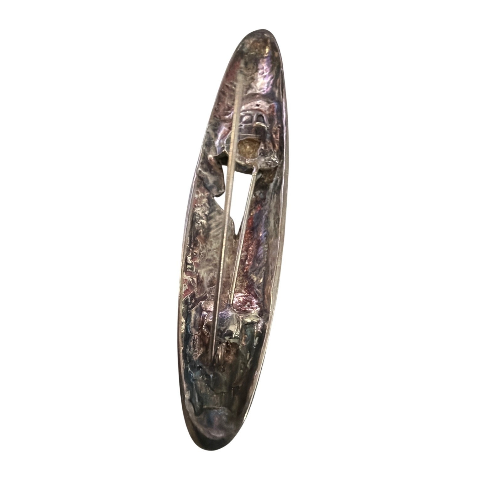 vintage modernist Sidney Carron sculptural sterling silver brooch Stamped 4″