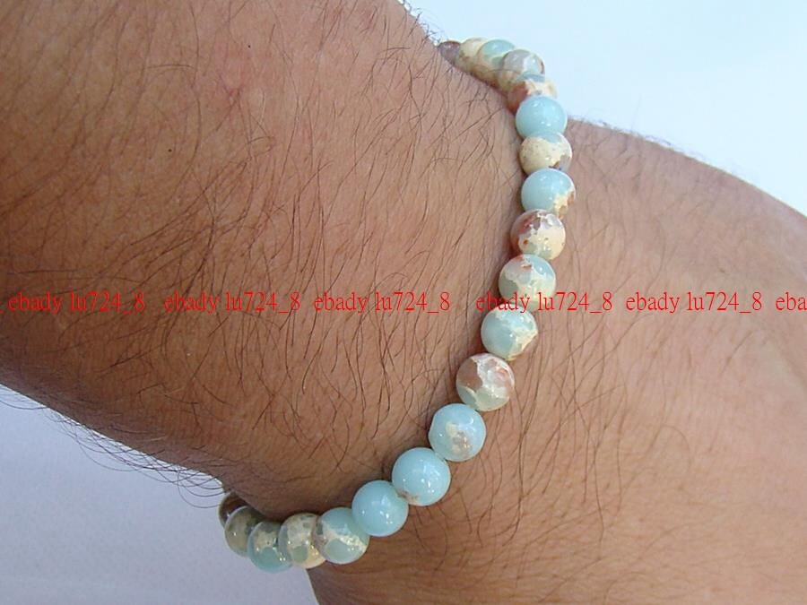 Natural Fashion Shoushna Stone 6mm Beads Round Gemstone Elastic Bracelet 7.5″