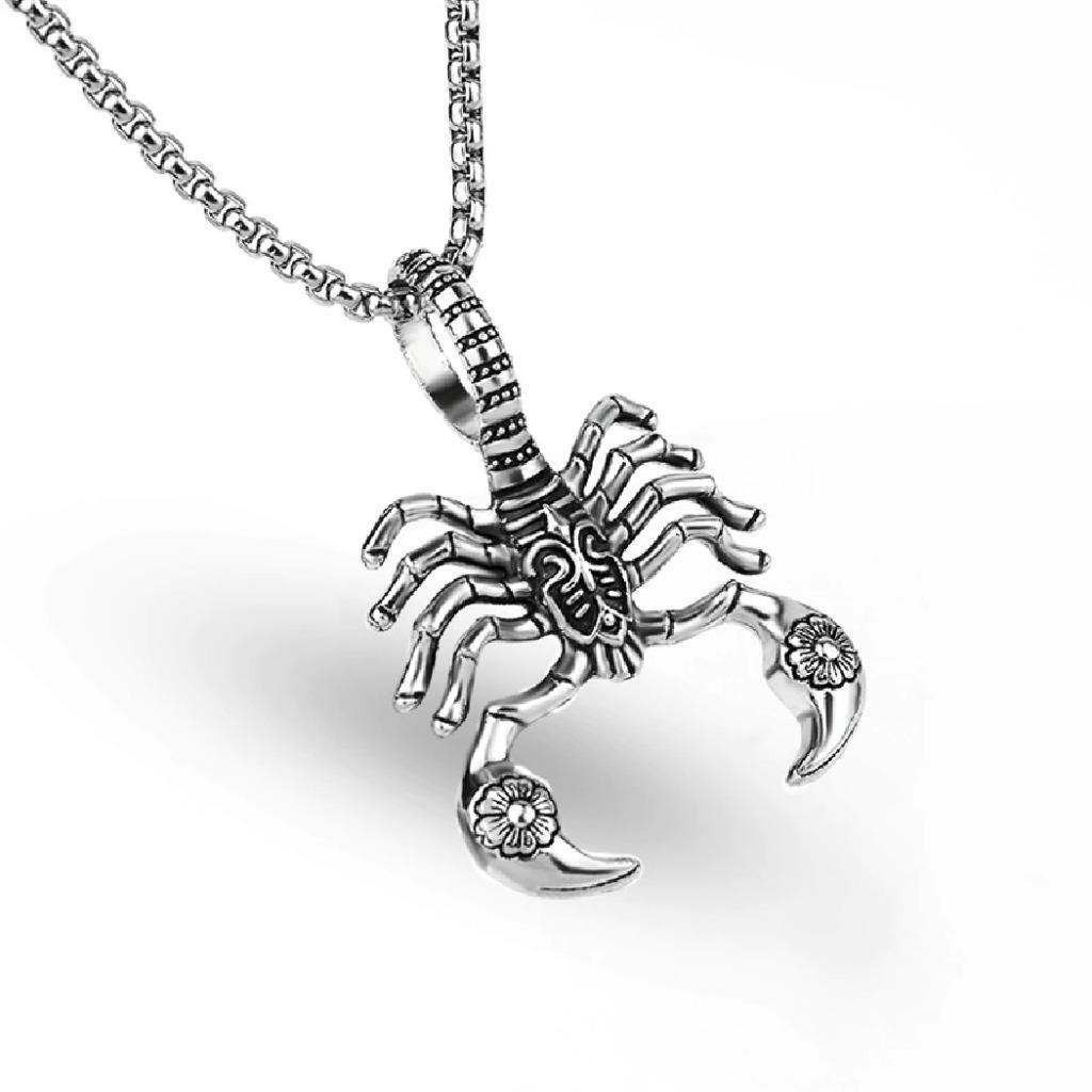 SCORPION NECKLACE 2″ Metal Pendant Gold Silver or Black Men Women Scorpio Zodiac