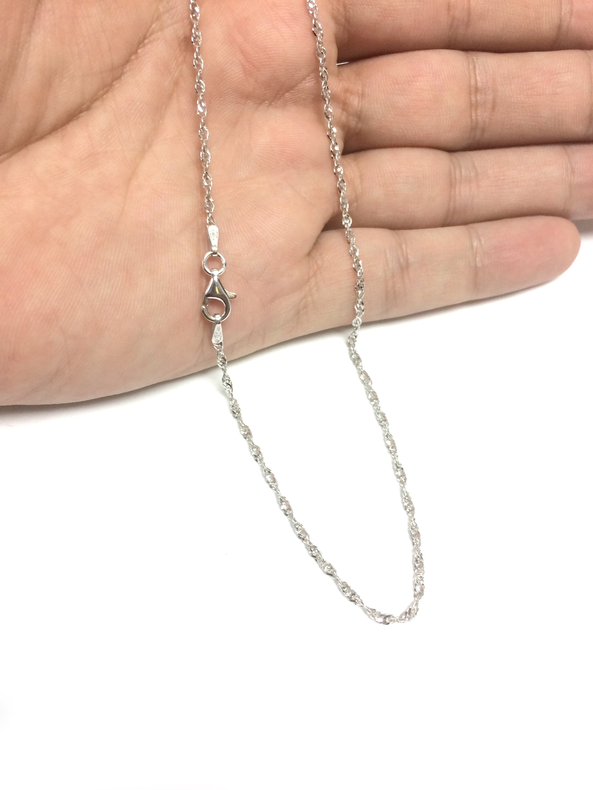 Sterling Silver Rhodium Plated Singapore Chain Necklace, 2.0mm, 16″