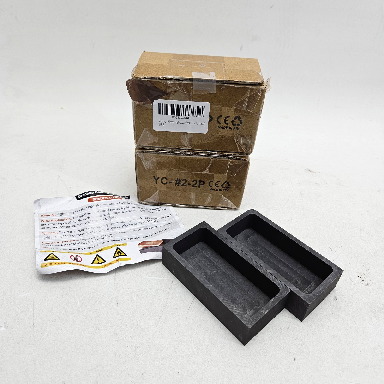 4 Piece Graphite Mold for Gold & Silver Casting | Heat Resistant | 1kg Capacity