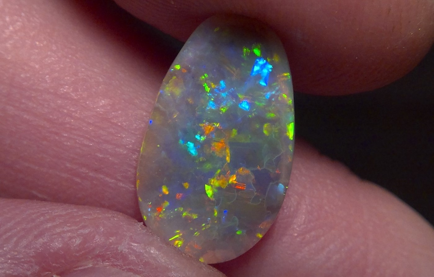 2.25cts Solid Lightning Ridge semi-black opal, stunning Rainbow fire + video