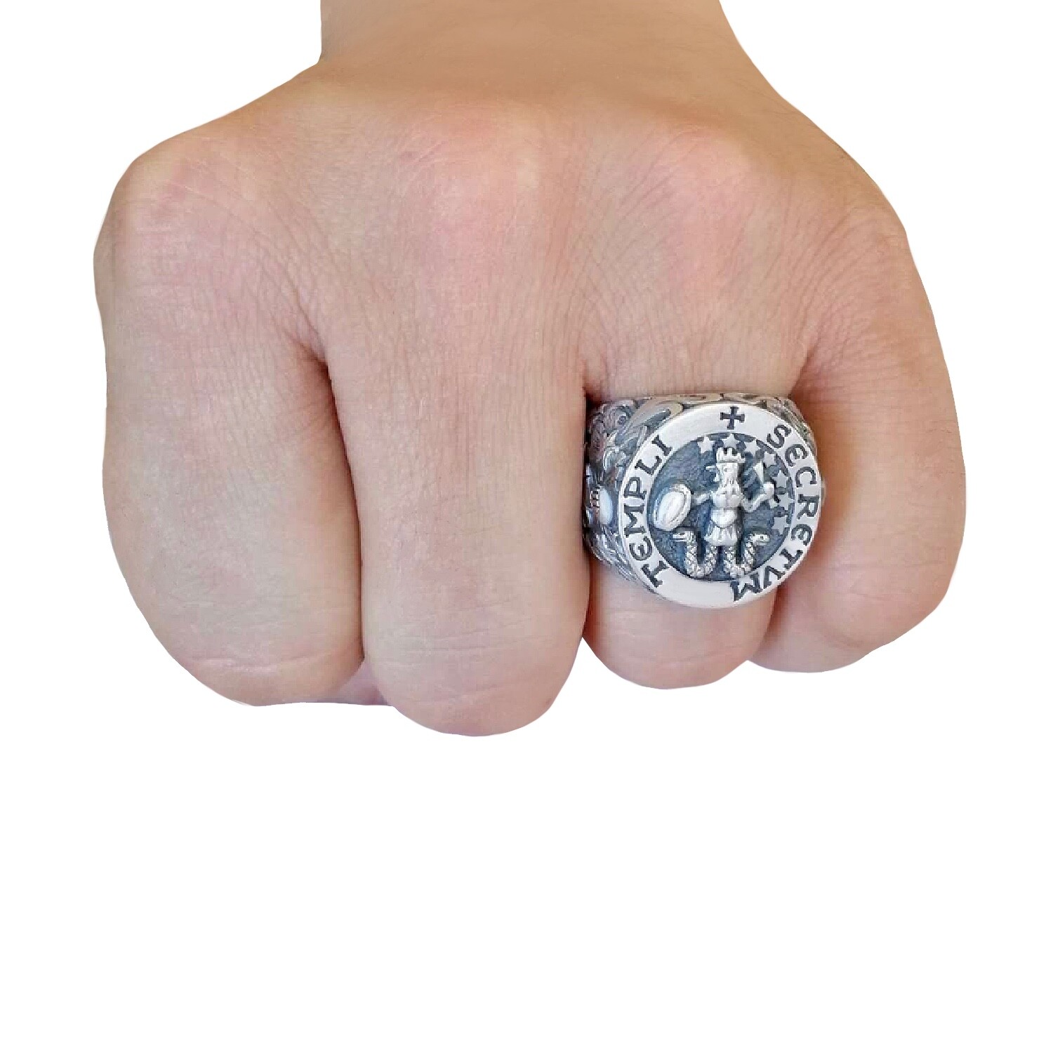 Knights Templar Masonic Sterling Silver 925 Sigil of Abraxas Men’s Ring