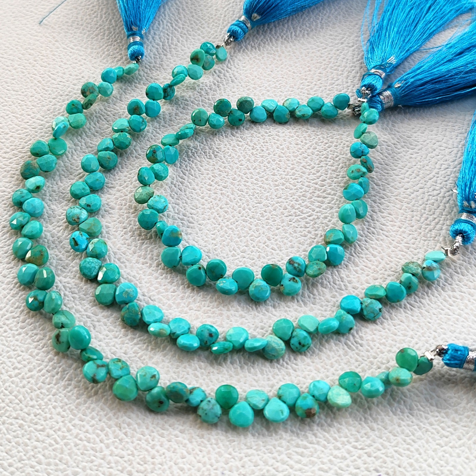 Natural Turquoise 5mm Size Faceted Heart Shape Beads 7″ Strand Genuine Gems