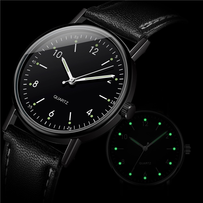 Women’s Luminous Quartz Wristwatch Faux Leather Strap Casual Watch