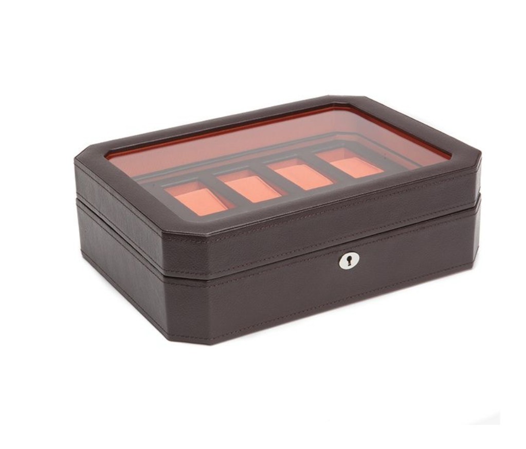 WOLF Windsor 10 Piece Watch Box Storage Case 458406 Brown & Orange BRAND NEW!