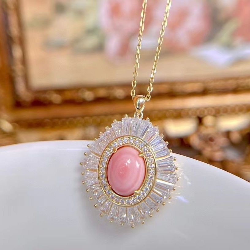 gorgeous natural pink conch pearl pendant 925s(t)