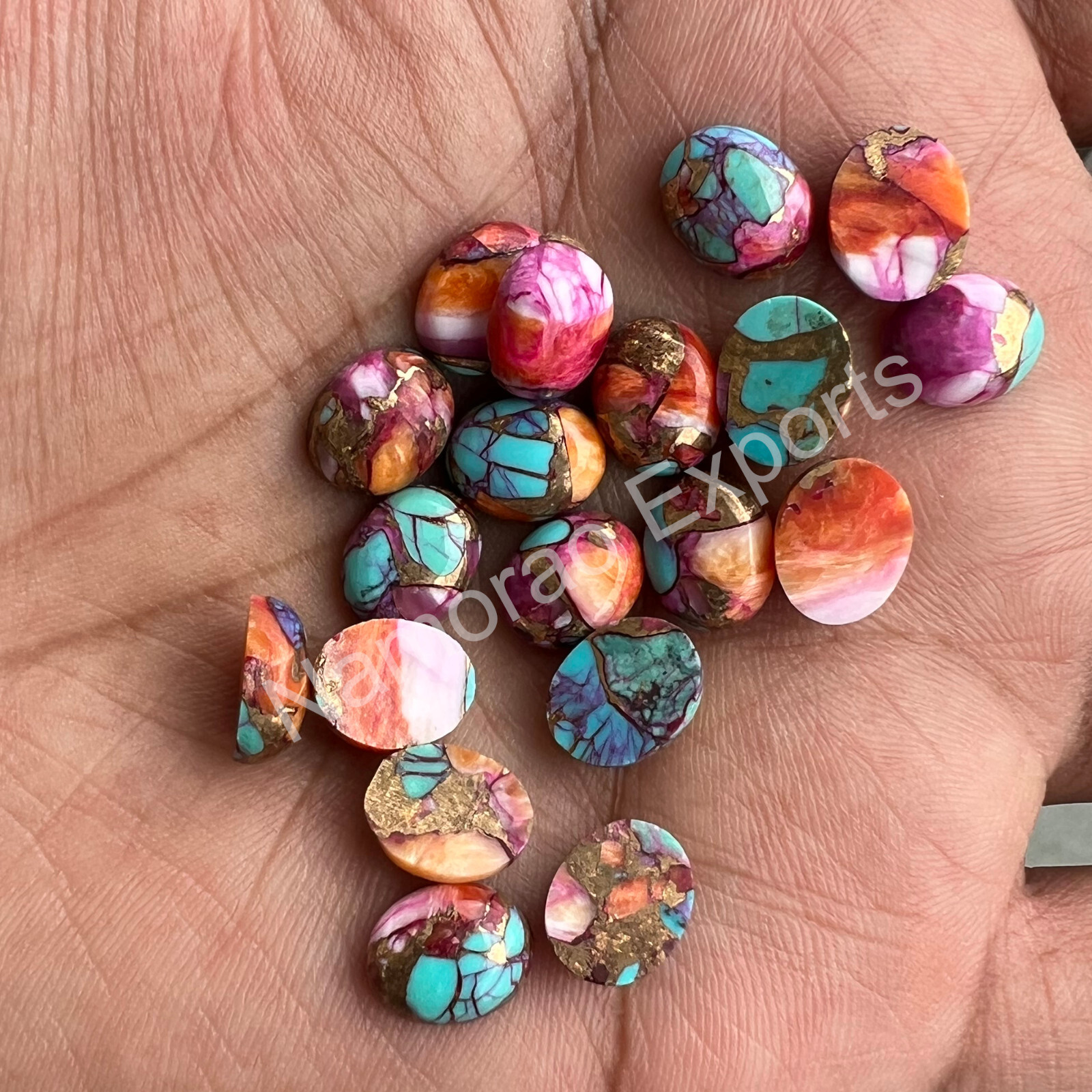 Pink Spiny Oyster Copper Turquoise Oval 6×8 to 18×25 mm Cabochon Loose Gemstone
