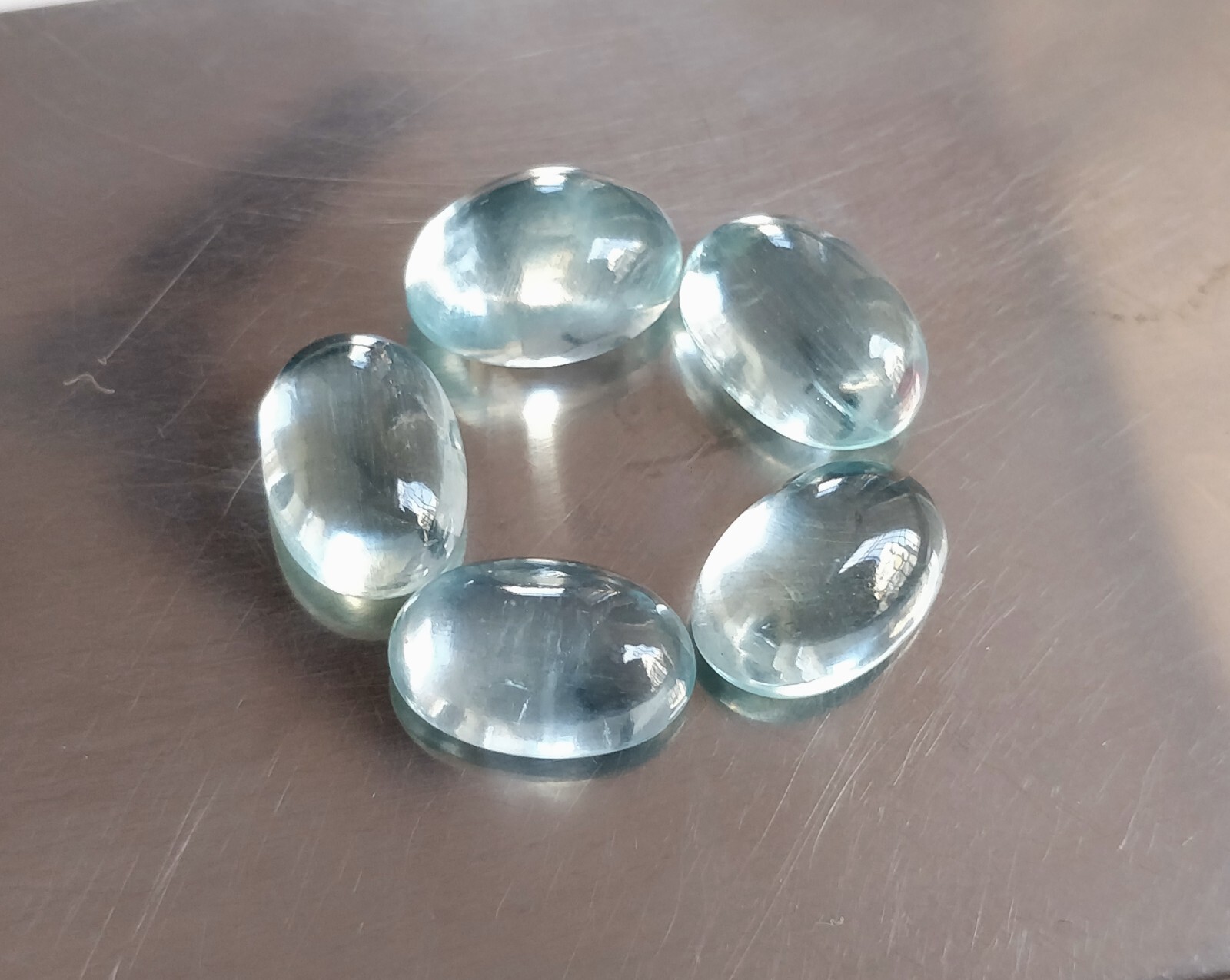 Oval shape Cabochons AAA+ Blue Aquamarine earring pair Natural gemstones