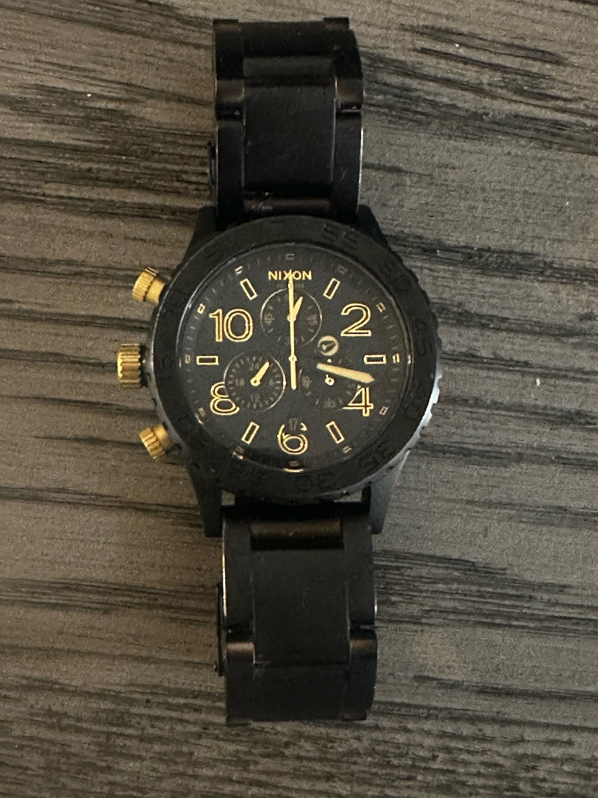 Nikon51-20 Chrono Black And Gold Wristwatch, Needs New Battery