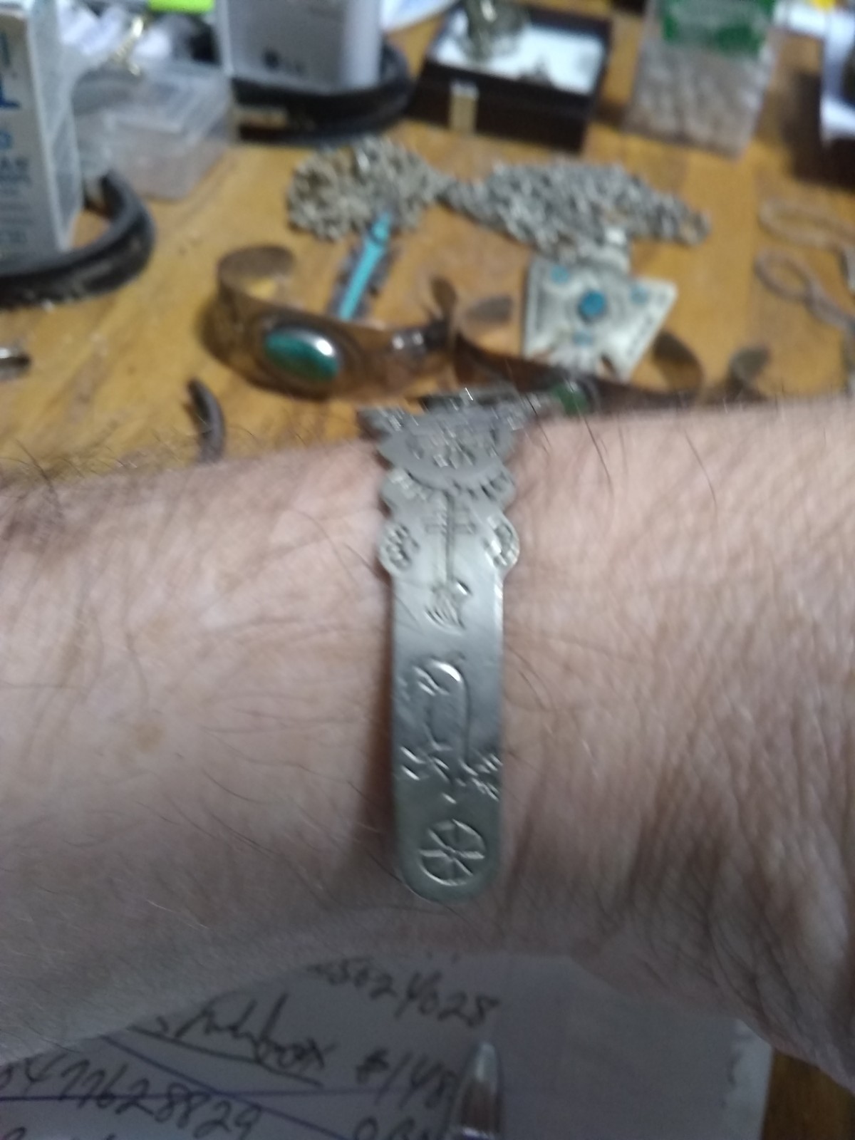 1930s Era Fred Harvey Navajo Nickel Silver Thunderbird Arrowhead Bracelet
