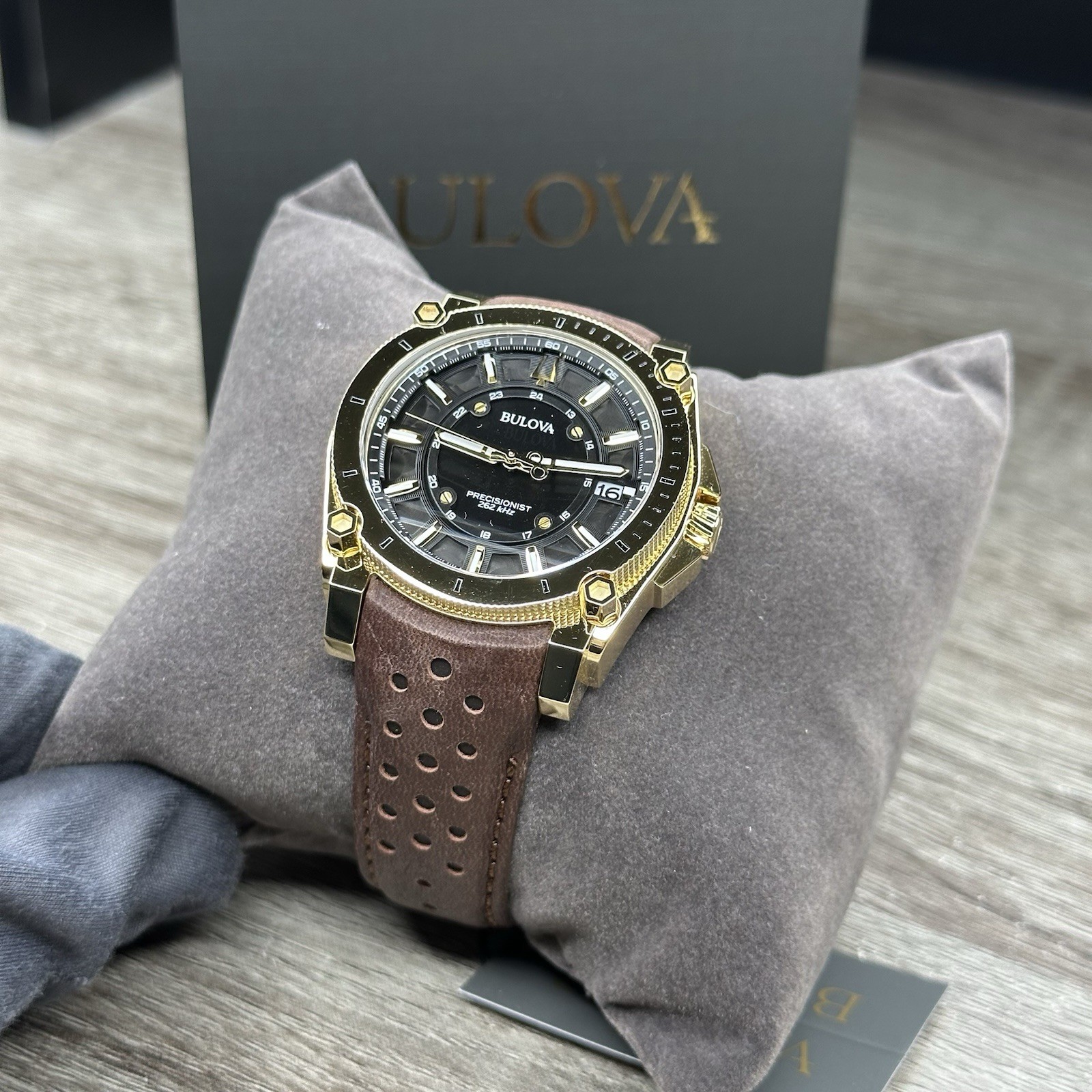 NEW✅262KHz✅ Bulova Icon Precisionist Gold Case Brown Men’s Watch 40mm 97B216