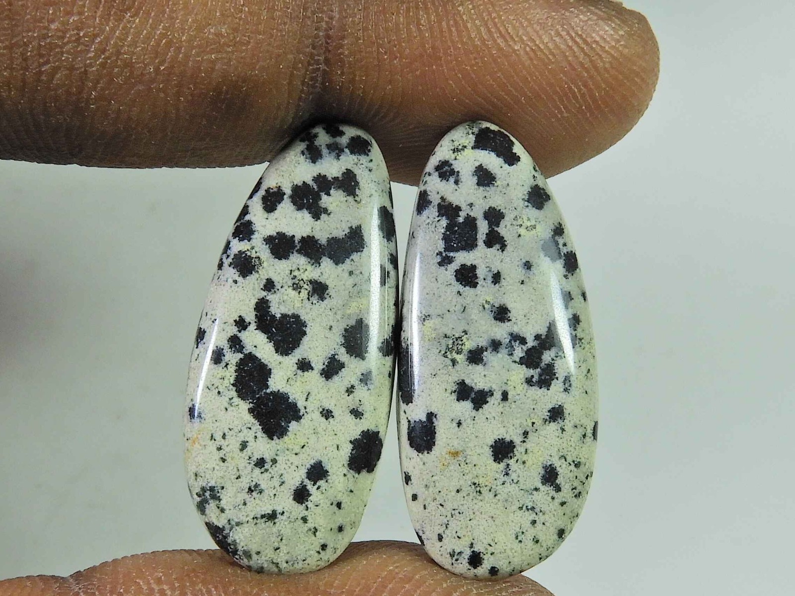 24.15Cts. Natural Dalmation Jasper (12mm X 24mm each) Cabochon Match Pair