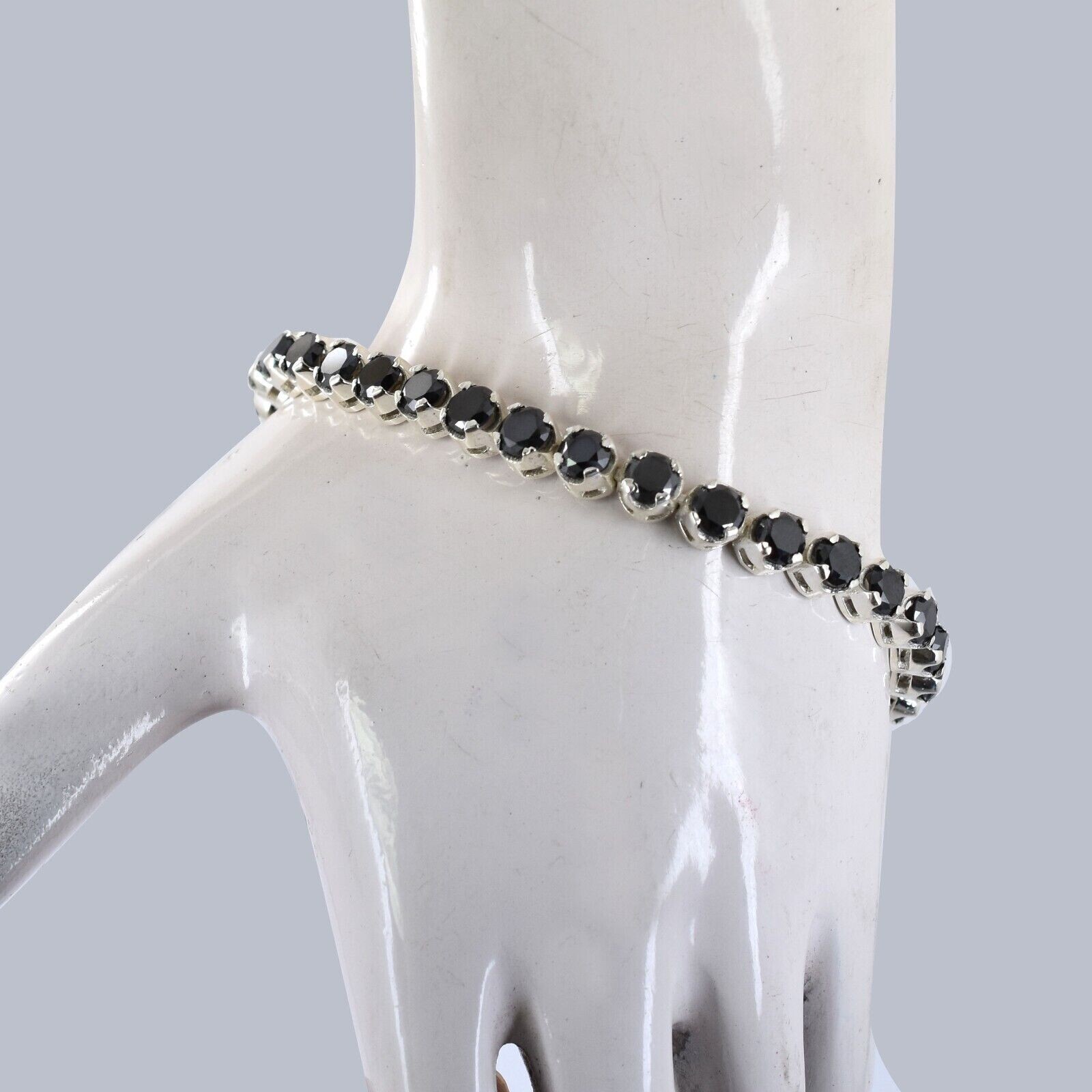 5 mm Black Diamond Tennis Bracelet 23 Ct, 925 Silver, Great Luster, Unisex Gift