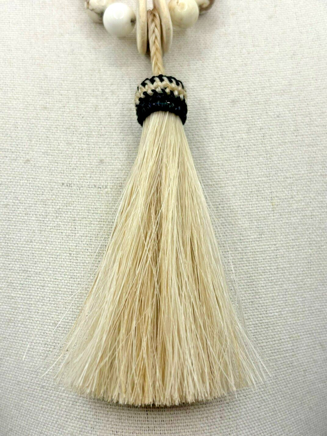 Pink Cocowood Chip Howlite Large Kenya Bone Beaded Horsehair Pendant Necklace