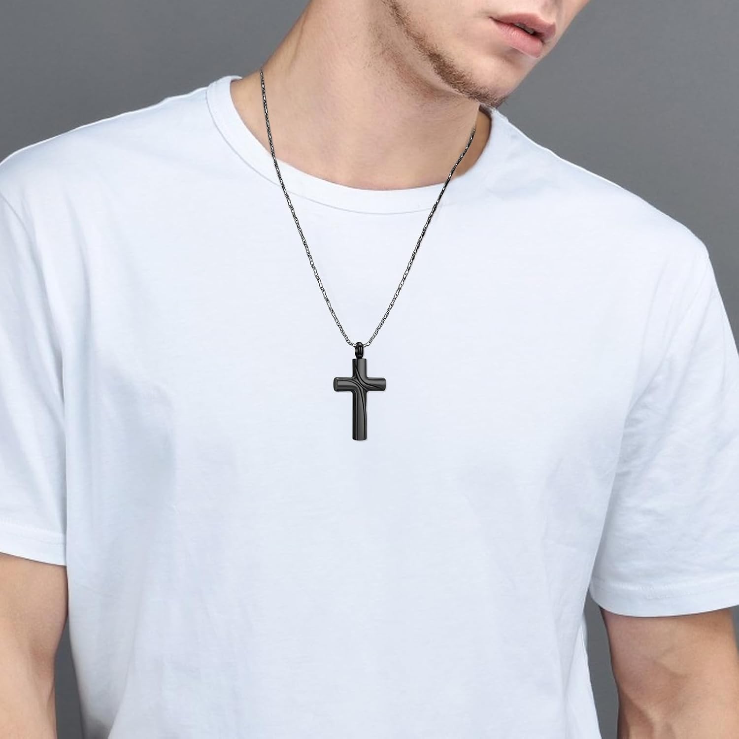 Cross Ashes Cremation Jewelry Stainless Steel Urn Ashes Necklace for Women Men