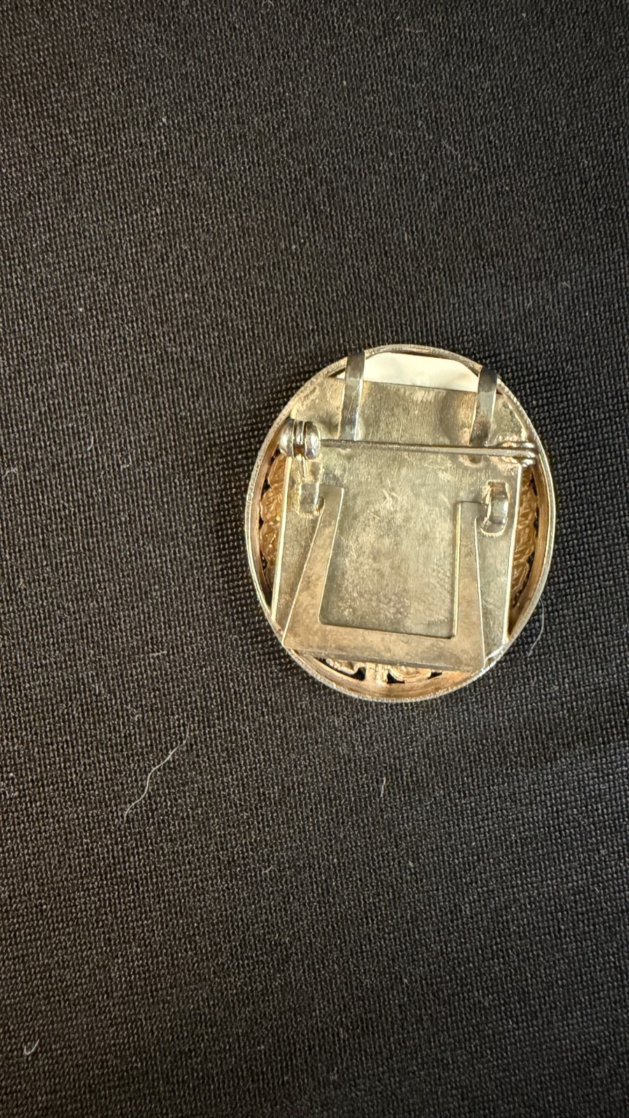 Vintage Sterling & 1OK Gold Diamond Eisel Back Picture Frame Brooch/Pendant
