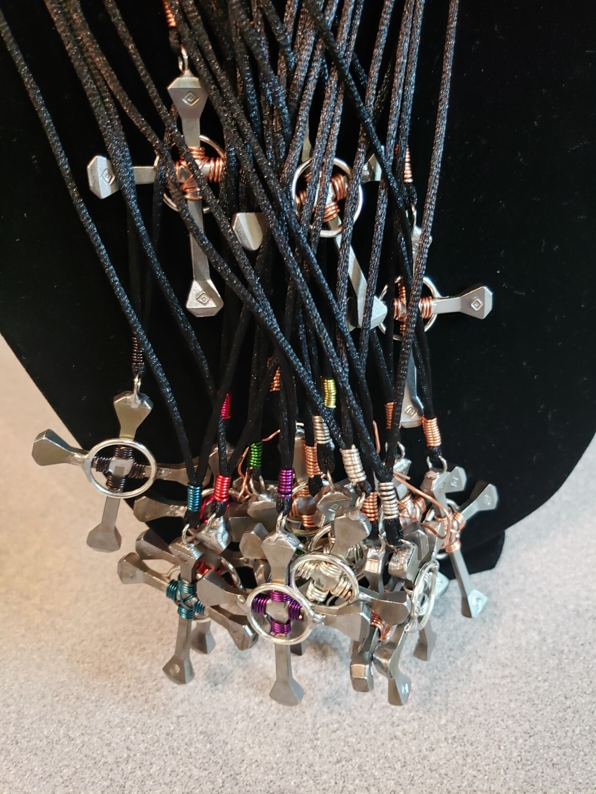 Nail Cross Necklace Horseshoe Nail & Copper wire wrap with clasp USA Handmade