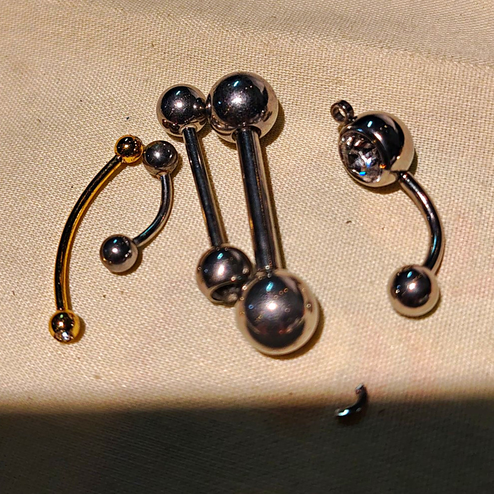 Surgical Steel Curved Barbell Lot Ball Closure Silver/Gold Eyebrow Navel Tongue