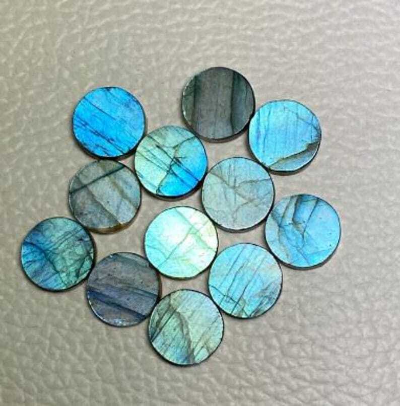 Top Quality Natural Labradorite Flat Round Cabochon Coin loose gemstone 6mm-20mm